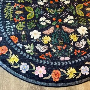 🆕 Whimsigoth NWT Rifle Paper Floral Round Rug Butterfly Moth Strawberries Multi